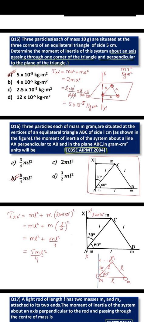 Q16 Three Particles Each Of Mass M Gram Are Situated At The Vertices Of