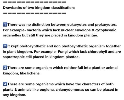 Write Any Four Drawbacks Of Two Kingdom System Of Classification