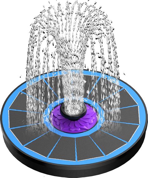 SZMP Fontaine Solaire 2024 Upgraded avec 12 Lumières LED 3 5W Solaire