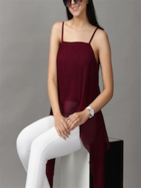 Buy Showoff Women Maroon Chiffon Top Tops For Women 20805498 Myntra