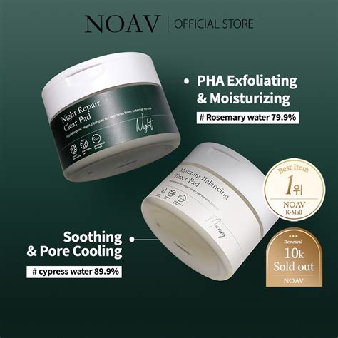 Noav Morning And Night Toner Pad Pore Reduction Acne Care Sebum