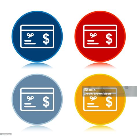 T Card Dollar Sign Icon Trendy Flat Round Buttons Set Illustration Design Stock Illustration