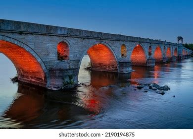 Meric River Bridge Edirne Turkey Sunset Stock Photo 2190194875 ...