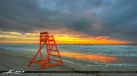 Jacksonville Beach Sunrise by Red Lifegaurd Tower