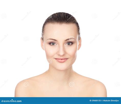 Portrait Dune Jeune Femme Nue Disolement Sur Le Blanc Image Stock Image Du Propre Yeux