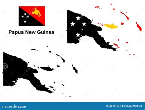 Papua New Guinea Map Vector, Papua New Guinea Flag Vector, Isolated Papua New Guinea Stock ...