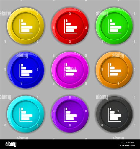 Infografik Symbol Unterzeichnen Symbol Auf Neun Runden Farbigen