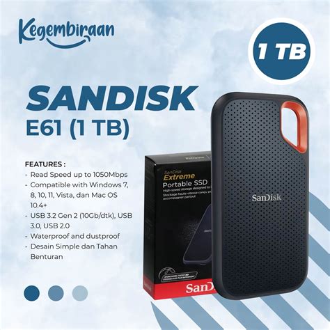 Jual Sandisk E61 Extreme Pro Portable Ssd 1tb External Eksternal Original Shopee Indonesia