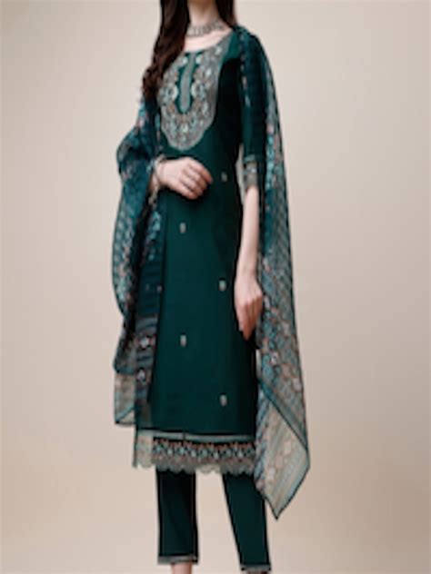 Buy KALINI Ethnic Motifs Embroidered Thread Work Kurta With Trousers