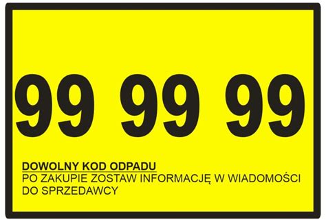 A4 TABLICZKA KOD ODPADU TWÓJ WZÓR DOWOLNY KOD 11847084475 oficjalne