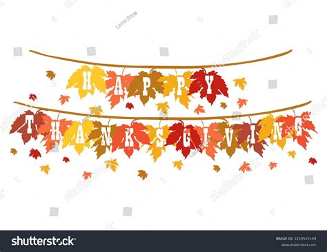 Happy Thanksgiving Autumn Leaves Garland Vector Stock Vector (Royalty ...