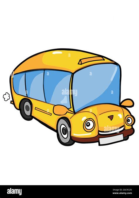 cartoon ,cute school bus, illustration Stock Photo - Alamy