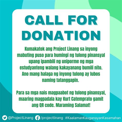 Project Linang On Twitter Call For Donations Bago Pa Man Magsimula