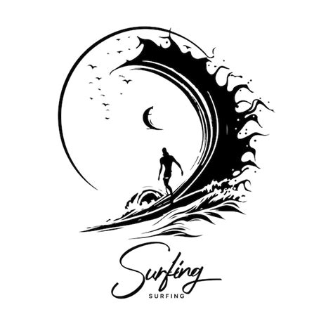 Premium Vector Surfing Logo Design Surfer And Wave Vector