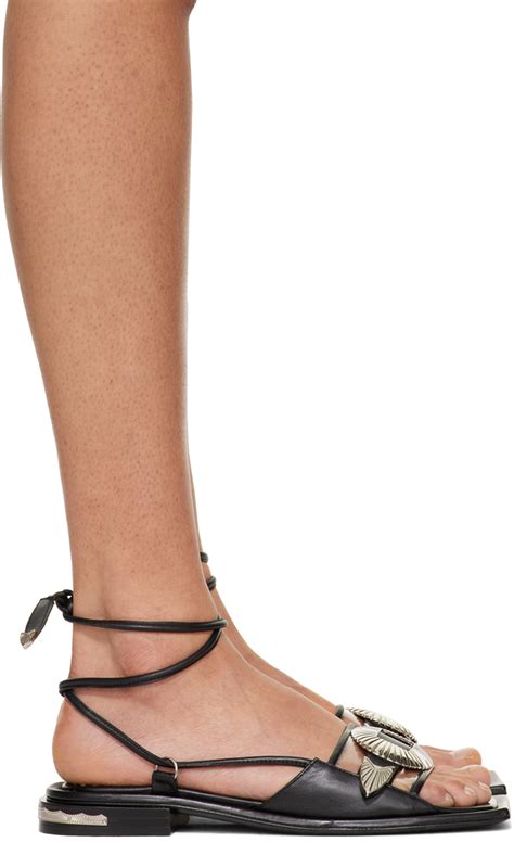 Toga Pulla Ssense Canada Exclusive Black Ankle Wrap Sandals Ssense