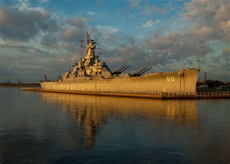 South Dakota Class Battleship USS Alabama BB 60 Basking In The Sun