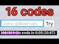 ALL 16 DOUBLE Xp Codes In 1 Minute Blox Fruits