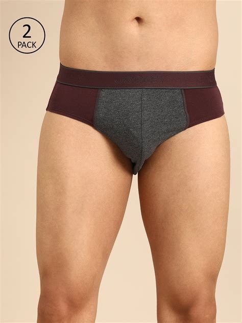 Buy Jockey Men Maroon Charcoal Grey Pack Of Two Colourblocked Briefs