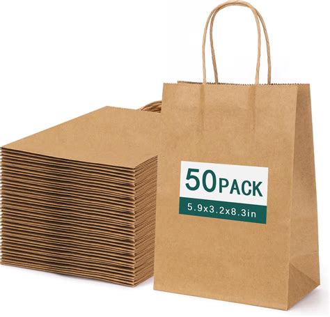 Bolsas de papel Kraft 50 bolsas de papel de regalo pequeñas con asas 5