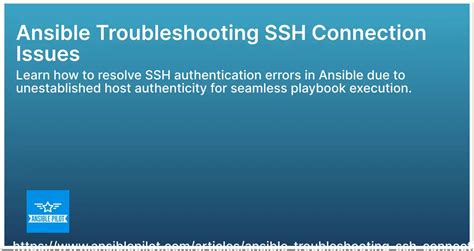 Ansible Troubleshooting Ssh Connection Issues Ansible Pilot