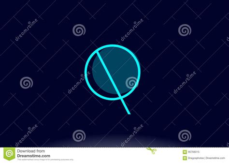 Q Blue Line Circle Alphabet Letter Logo Icon Template Vector Design