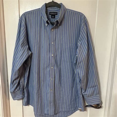 Lands End Shirts Lands End Mens Dress Shirt Long Sleeve Button Up Blue And White Poshmark