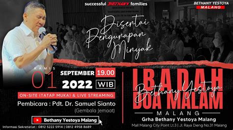 Ibadah Doa Malam Tatap Muka Gereja Bethany Yestoya September