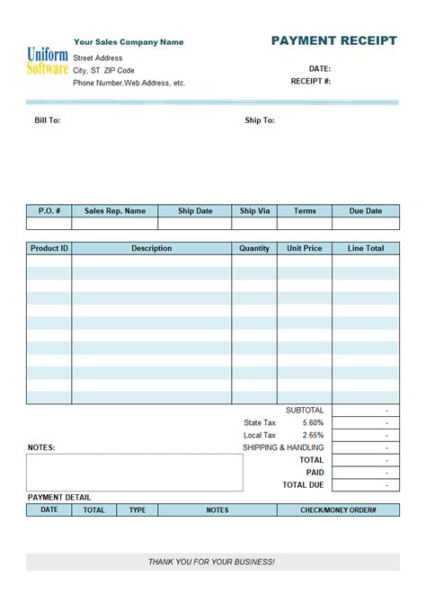 Spa Receipt Template