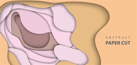 Vector Background With Nude Beige Pastel Color Paper Cut Shapes 3D Abstract Paper Art Style
