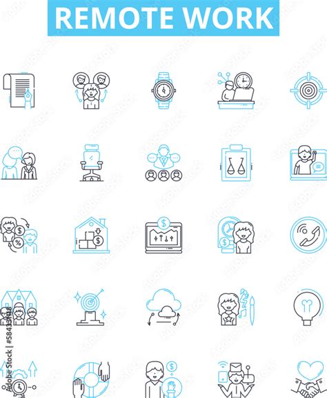 Remote Work Vector Line Icons Set Remote Work Telecommuting