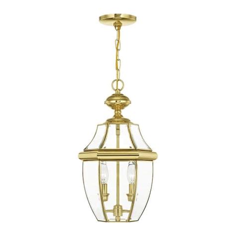 Livex Lighting Monterey 2 Light Polished Brass Outdoor Hardwired Pendant Light 2255 02 The