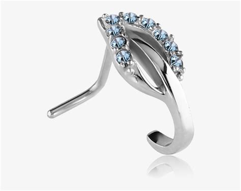 Clasic Cz Leaf Nose Stud L Surgical Steel Nose Hugger Stud Ring