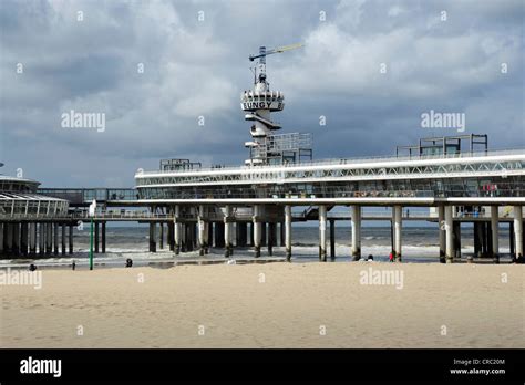 Beach and pier of Scheveningen, Den Haag, The Hague, Dutch North Sea ...