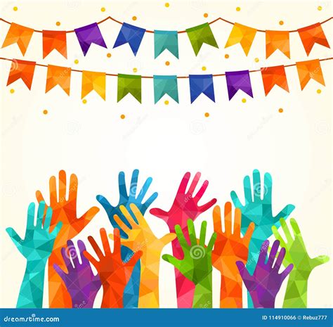 Colorful Up Hands Vector Illustration An Association Unity Partners