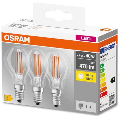 Osram Lot De Ampoules Led Filament Sph Rique E W Equivalent W