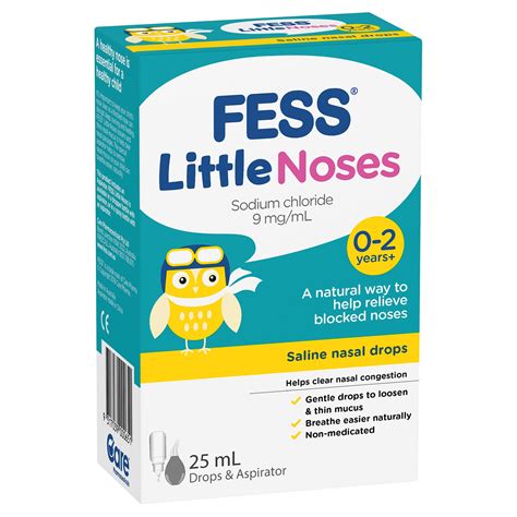 Fess Little Noses Saline Nose Drops Aspirator Blocked Sinus Deconges