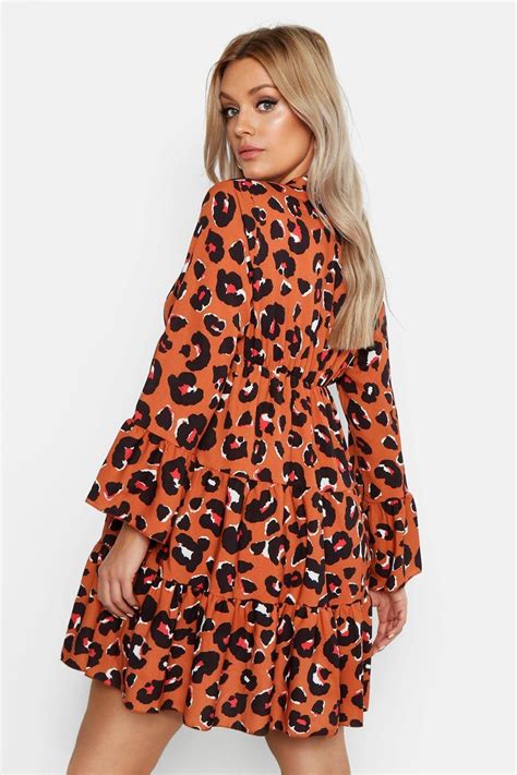 Plus Leopard Smock Dress Boohoo Dresses Bodycon Fashion Red