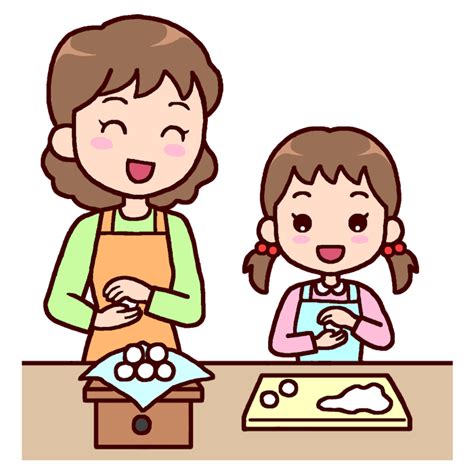 おだんご作りカラーお月見・十五夜の無料イラスト秋の季節・行事保育素材