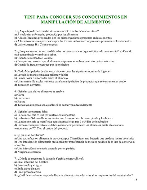 Respuestas Examen Manipulador De Alimentos Mcdonalds