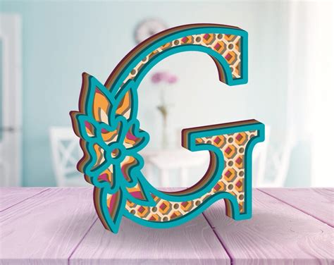 Letra G en capas SVG Alfabeto floral DXF Letras 3D Etsy México