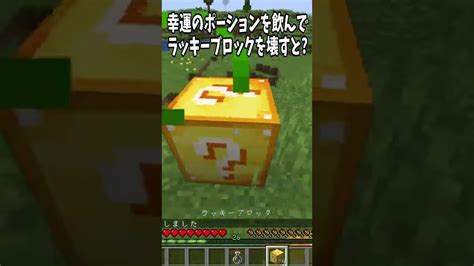 幸運のポーションを飲んでラッキーブロックを壊すとどうなるshorts【minecraft 】 Youtube