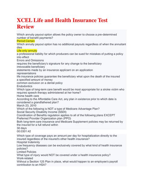 Life and health insurance exam questions and answers life an