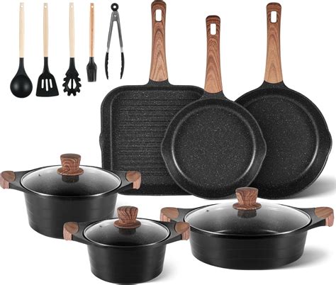 Kitchen Academy Induction Cookware Sets 12 Piece Cooking Pan Nonstick