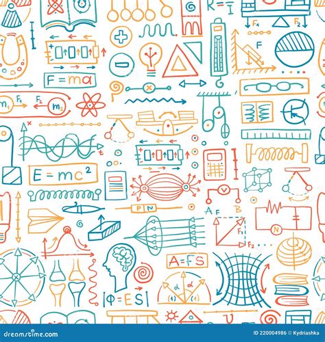 Physics Icons Sign And Symbols Seamless Pattern Background For Your