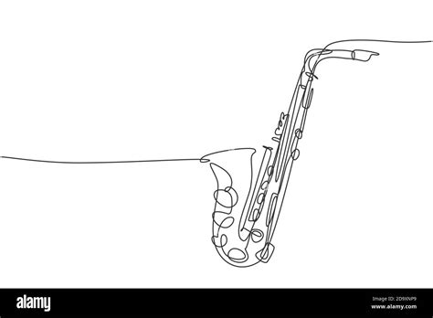 One Continuous Line Drawing Of Classical Saxophone Wind Music