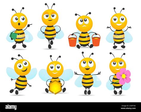 Cartoon Honey Bee Mascot Collection Stock Vector Image And Art Alamy