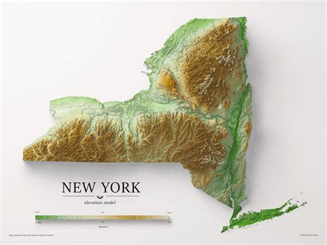 New York State Exaggerated Elevation Map OC R MapPorn