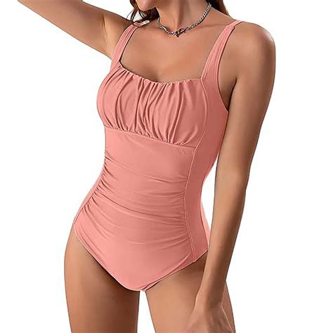 Jacenvly 2024 Womens Swimwear One Piece Clearance Quick Drying Womens Color Jumpsuit Bikini