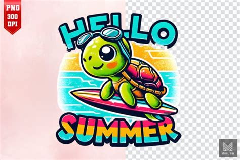 Hello Summer Turtle Sublimation Design Graphic By Mulew Creative Fabrica