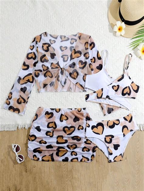 Conjunto De Mai Bikini Impresso Cora O Para Meninas Pr Adolescentes Roupa De Banho De